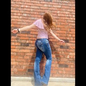 MissMe Signature Boot Cut Blue Cross Jeans